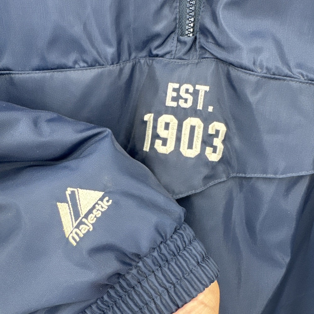 Majestic NY‎ Yankees 1/2 Zip Big Logo VTG Pullover Coat With Hood Exceptional XL - Picture 9 of 15